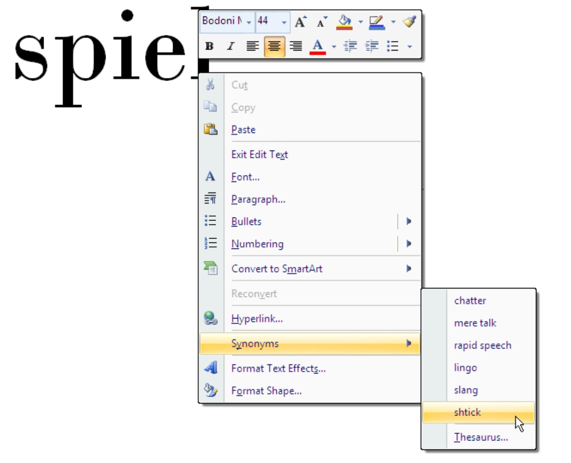 Figure 4-23: Searching for synonyms.